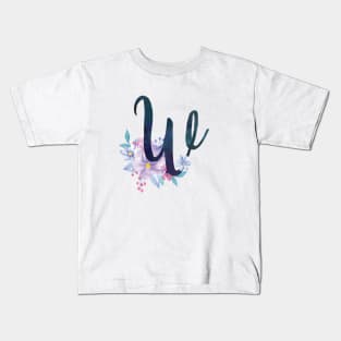 Floral Monogram W Pretty Lilac Bouquet Kids T-Shirt